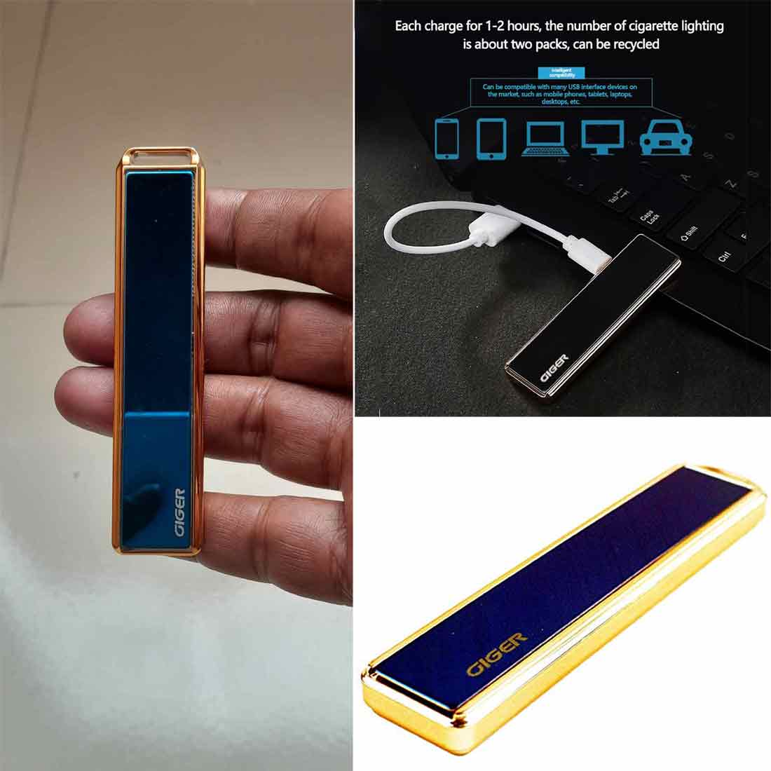 USB Rechargeable Electric Lighter – Windproof Portable Metal Lighter