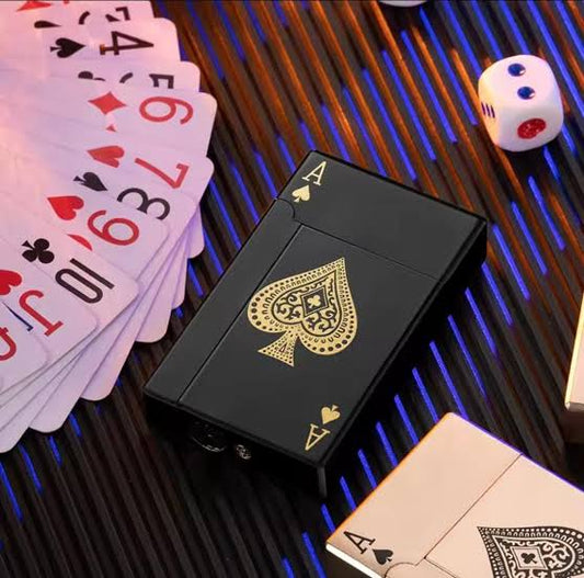 Poker Card Metal Lighter – Stylish Windproof Rechargeable Cigarette Lighter