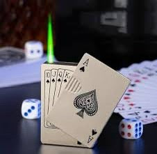 Poker Card Metal Lighter – Stylish Windproof Rechargeable Cigarette Lighter